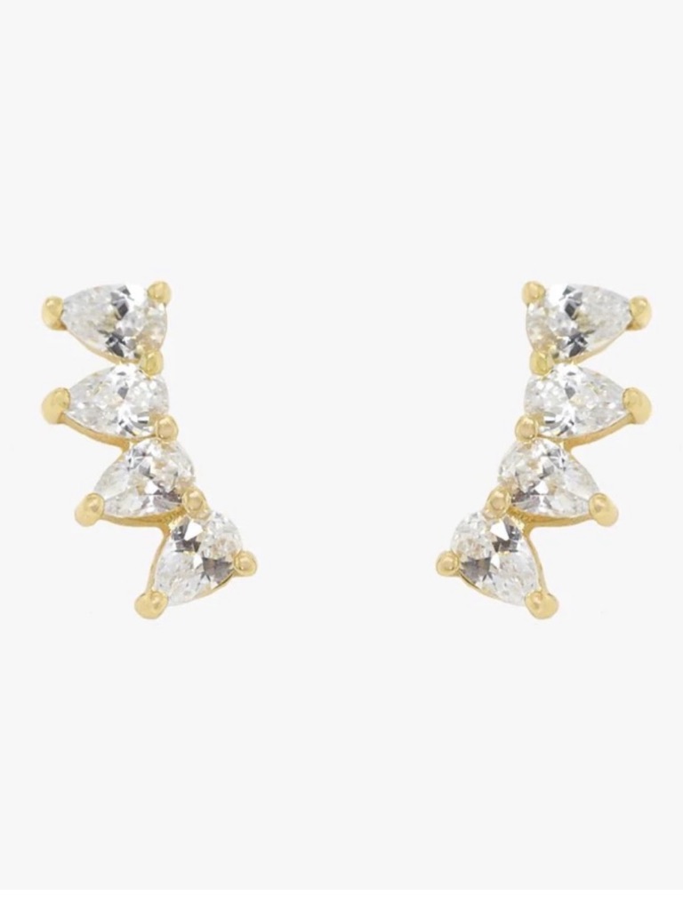 Cupcakes & Cashmere Gold The Ruth Cubic Zirconia Cluster Ear Climbers
